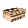 WOOD CRATE RUSTIC OILED 340MM X 230MM X 150MM ACACIA WOOD