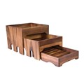NESTED RAISER 3 TIER LARGE SET OF 3 280MM X 280MM X 220MM ACACIA WOOD
