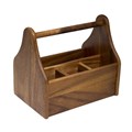 CADDY WOODEN FLATWARE WITH HANDLE 4 COMPARTMENTS 230MM X 155MM X 200MM RUSTIC