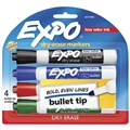 EXPO WHITEBOARD DRY ERASE MARKERS BULLET ASSORTED 4PK