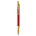 PARKER PEN BALLPOINT 2143644 IM PREMIUM RETRACTABLE BARREL COLOUR RED GOLD TRIM CHISELLED
