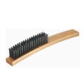 GRILL BRUSH 4 ROW MEDIUM DUTY WIRE FILL WOOD BACK  HANDLE