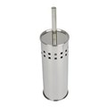 TOILET BRUSH AND TIDY SET STAINLESS STEEL TALL ENCLOSED CYLINDER