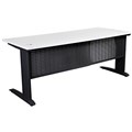 YS DESIGN METAL DESK FRAME BLACK WITH MODESTY PANEL BEECH TOP 1500W X 750MMD