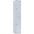 GO STEEL LOCKER 2 DOOR 380 X 455 X 1830MM WITH BUTTERFLY LOCK SILVER GREY