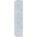 GO STEEL LOCKER 4 DOOR 380 X 455 X 1830MM WITH BUTTERFLY LOCK SILVER GREY