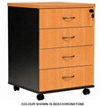 OXLEY MOBILE PEDESTAL 4 DRAWER LOCKABLE 476 X 460 X 675MM OAK  WHITE