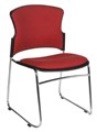 CHAIR STYLE ERGONOMICS FOCUS VISITOR SATIN SILVER SLED BASE WITH SEAT AND BACK PAD