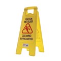 CAUTION CLEANING IN PROGRESS A FRAME SIGN YELLOW