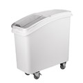 INGREDIENT BIN BUCKET MOBILE WITH WHEELS POLY CARBONATE WITH SCOOP 333MM X 747MM X 711MM 80L WHITE 