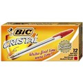 BALLPOINT PEN BIC 0221 CRISTAL MEDIUM 10MM RED EACH1 PACK12