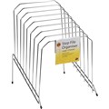 FILE RACK STEP FILE ORGANISER WIRE 8 SLOT RACK LARGE CHROME  SILVER