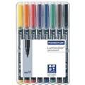 STAEDTLER 317 LUMOCOLOR PERMANENT MARKER BULLET 10MM ASSORTED WALLET 8PK