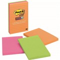 POST IT 3M 6603SSUC SUPER STICKY NOTES LINED 98MM X 149MM RIO DE JANEIRO ASSORTED COLOURS 3PK