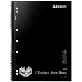 NOTEBOOK SPIRAX P596 5 SUBJECT NOTE BOOK SPIRAL BOUND 250 PAGE A4 BLACK 5PK
