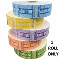 TICKET ADMIT ONE TICKETS ROLL 1000PK ASSORTED COLOURS