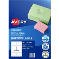 LABEL AVERY 959052 L7565 CRYSTAL CLEAR ADDRESS LASER 8UP CLEAR 25PK