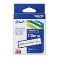 LABELLING TAPE BROTHER TZE135 LAMINATED LABEL TAPE 12MM X 8M WHITE ON CLEAR