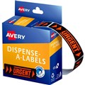 LABEL AVERY 937251 MESSAGE LABELS  URGENT  19MM X 64MM 125PK FLUORO ORANGE  BLACK