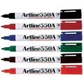 WHITEBOARD MARKER ARTLINE 550A 12MM FINE BULLET NIB 6 ASSORTED COLOURS 12PK