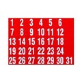 MAGNETIC NUMBERS DATES 131 RED 31PK