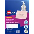 AVERY 936005 J8563 INKJET LABEL 991 X 381MM 14UP CLEAR WITH MATT FINISH 25PK
