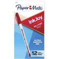 BALLPOINT PEN PAPERMATE INKJOY 100  CLEAR TRIANGULAR BARREL MEDIUM 10MM RED EACH1 PACK12