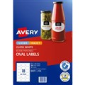 LABEL AVERY 980000 L7102 LABELS PRINTTOTHEEDGE 18UP 18 PER SHEET OVAL WHITE GLOSSY 180PK