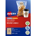 LABEL AVERY 980002 L7106 LABELS PRINTTOTHEEDGE ROUND 12UP 12 PER SHEET KRAFT BROWN 180PK