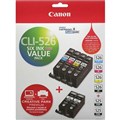 CANON 526 INK PLUS PACK CLI526 BLACK CYAN MAGENTA YELLOW  PGI525BK X2