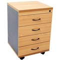 RAPID WORKER MOBILE PEDESTAL 4 DRAWERS LOCKABLE 690 X 465 X 447MM BEECH  IRONSTONE