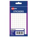 AVERY 932001 MULTI PURPOSE STICKERS CIRCLE 8MM WHITE PACK 624