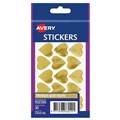 STICKERS AVERY 932355 MULTIPURPOSE STICKERS HEART 23MM GOLD 30PK