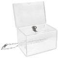 DONATION  BALLOT BOX DEFLECTO 596901 LOCKABLE WITH HEADER A6 LANDSCAPE ACRYLIC 165MM W X 205MM H X 110MM D CLEAR