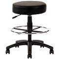 YS DESIGN YS119D UTILITY STOOL WITH DRAFTING RING BLACK FRAME AND PU COVER