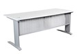 YS DESIGN EXTENDABLE METAL DESK FRAME ONLY WHITE WITH MODESTY PANEL