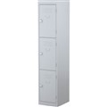 STEELCO PERSONNEL LOCKER 3 DOOR 305MM SILVER GREY KEY LOCK
