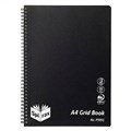 GRID BOOK SPIRAX P595G PP 5MM GRID 200 PAGE A4 BLACK 5PK