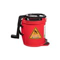 MOP BUCKET HEAVY DUTY MOBILE PLASTIC WITH WRINGER 16L RED