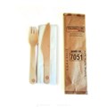 WOODEN CUTLERY SET KNIFE  FORK  NAPKIN WRAPPED IN PAPER HYGIENE PACK 500PK