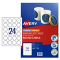 LABEL AVERY 910007 L7129 REMOVEABLE BLANK PRINTABLE LABELS ROUND LASERINKJET 24UP 40MM MATTE WHITE 192PK
