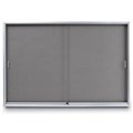 NOTICE BOARD CASE VISIONCHART SLIDING LOCKABLE POLYCARBONATE DOORS FELT BACKGROUND GREY 1800MM X 1200MM