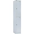 GO STEEL LOCKER 2 DOOR 305 X 455 X 1830MM WITH BUTTERFLY LOCK SILVER GREY