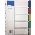 DIVIDERS A4 POLYPROPYLENE TAB INDEX 5 TAB ASSORTED COLOURS