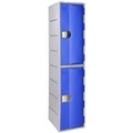 STEELCO HEAVY DUTY PLASTIC LOCKER 2 DOOR 385 X 500 X 1810MM BLUE