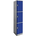 LOCKER STEELCO ABS PLASTIC 3 DOOR 380 X 500 X 1940MM BLUE