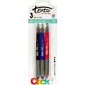 TEXTA RETRACTABLE BALLPOINT PEN MEDIUM BLACK  BLUE  RED ASSORTED 3PK