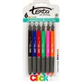 TEXTA RETRACTABLE BALLPOINT PEN MEDIUM ASSORTED 6PK