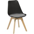 CHAIR RAPIDLINE VIRGO BREAK OUT OAK COLOURED TIMBER LEG WITH POLYPROPYLENE SHELL SEAT BLACKGREY