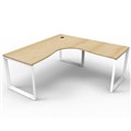 RAPID INFINITY DELUXE 1 PERSON LOOP LEG SINGLE SIDED CORNER WORKSTATION 1800 X 1500MM NATURAL OAK TOP  WHITE FRAME